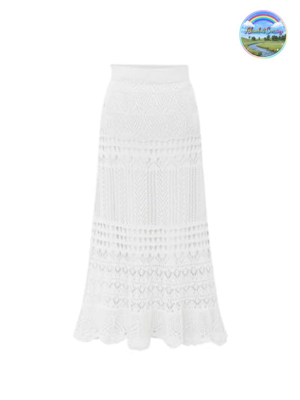High Waist Crochet Knit Flowy Lace Maxi Skirt A-Line Mermaid